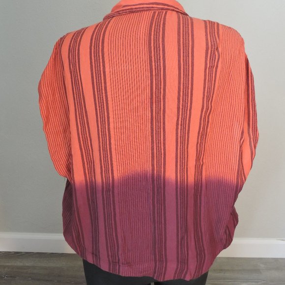 FREE PEOPLE Coral Ombre Baby Blues Tie Shoulder Top Size Small - Picture 3 of 6